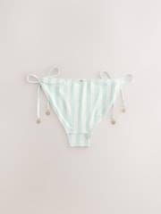 Mint Green/Cream Tie Side Bikini Bottoms - Image 7 of 9