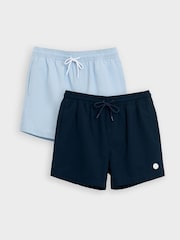 Blau - Threadbare Stripe Seersucker Swim Shorts - Bild 1 von 1