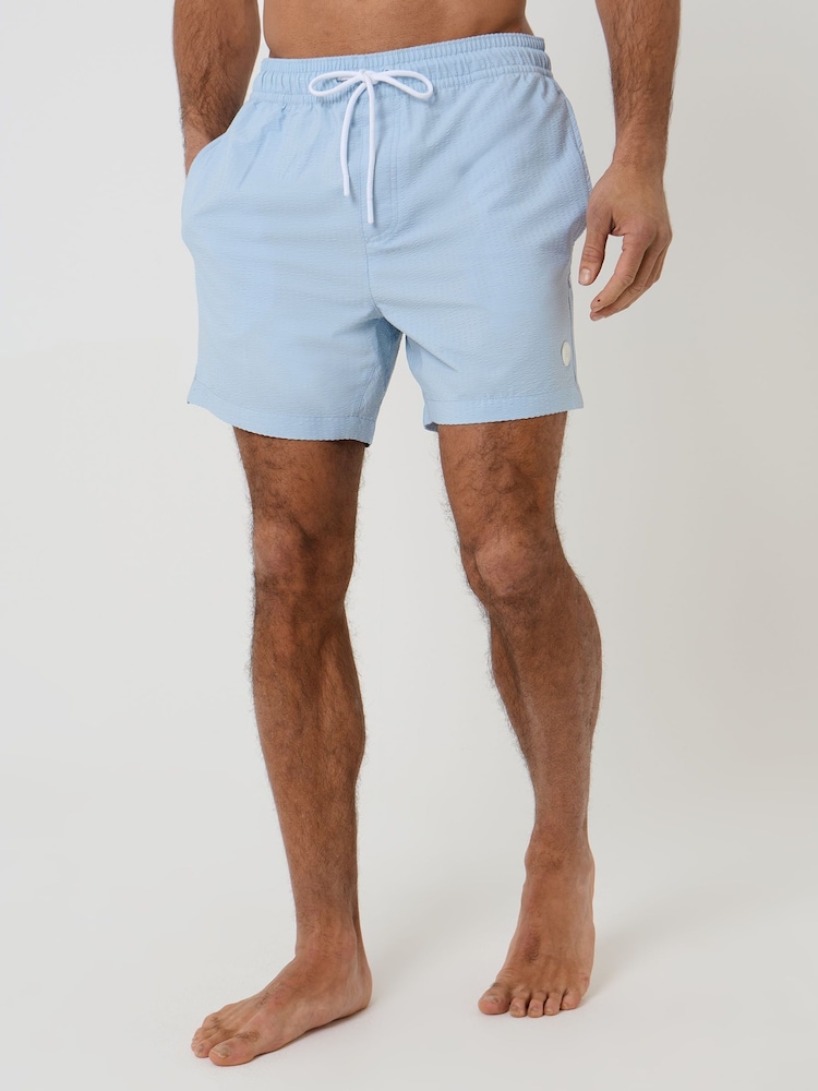 Γαλάζιο - Threadbare Ριγέ Μαγιό βερμούδα Seersucker - Εικόνα 2 του 6