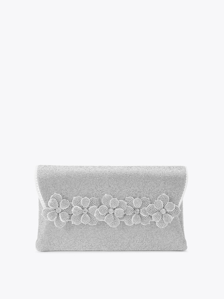Carvela Silver Petalo Envelope Clutch Bag - Image 1 of 5