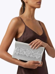 Carvela Silver Petalo Envelope Clutch Bag - Image 2 of 5