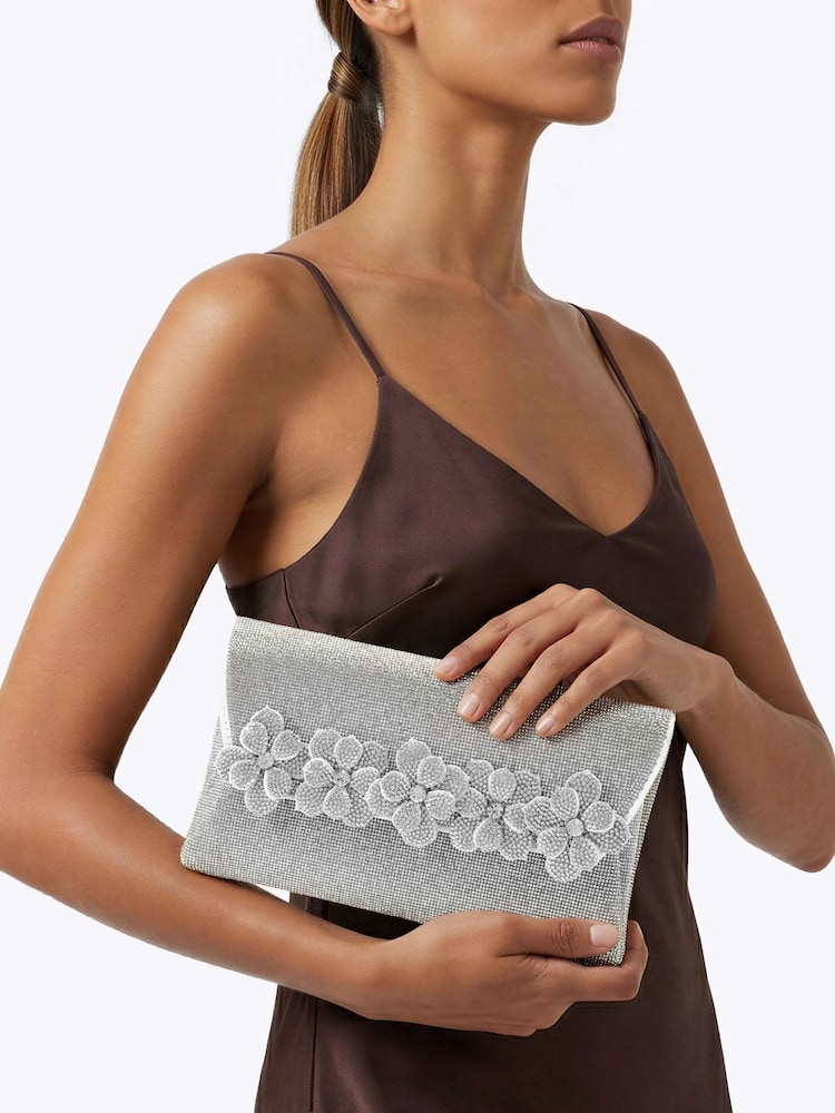Carvela Silver Petalo Envelope Clutch Bag - Image 2 of 5