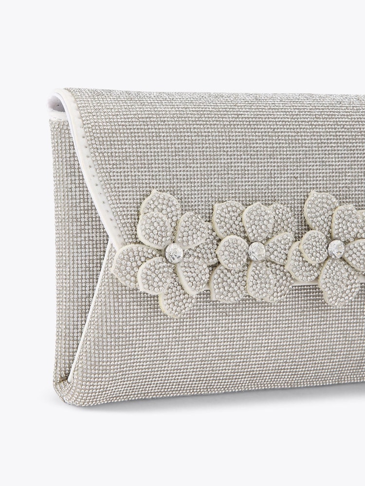 Carvela Silver Petalo Envelope Clutch Bag - Image 5 of 5