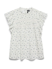 VERO MODA White Floral Dobby Lace Detail Short Sleeve Blouse - Image 5 of 5