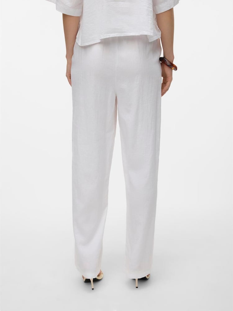VERO MODA High Waisted Linen Mix Wide Leg Trousers - Image 2 of 4