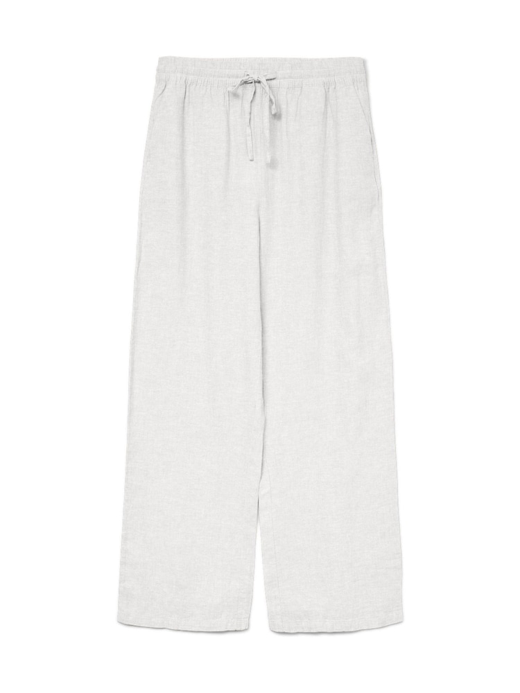 VERO MODA White High Waisted Linen Mix Wide Leg Trousers - Image 5 of 5 VERO MODA White High Waisted Linen Mix Wide Leg Trousers - Image 5 of 5