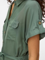 VERO MODA Green Short Sleeve Shirt Dress - Image 3 of 4