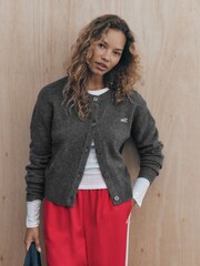 self. Charcoal Grey Knitted Collarless Cardigan - Image 2 of 9