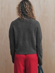 self. Charcoal Grey Knitted Collarless Cardigan - Image 5 of 9