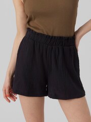 VERO MODA Black Textured Pull On Cotton Blend Shorts - Image 3 of 3