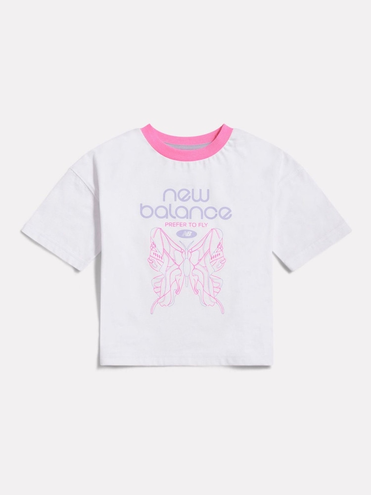 New Balance White Prefer To Fly Butterfly T-Shirt - Image 1 of 3 New Balance White Prefer To Fly Butterfly T-Shirt - Image 1 of 3