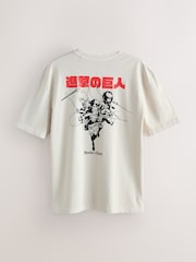 Ecru Attack on Titan Japanese Anime Graphic T-Shirt - Image 7 of 9