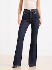 Lipsy Rinse Wash Petite High Waist Glam Flare Leg Jeans - Image 1 of 4
