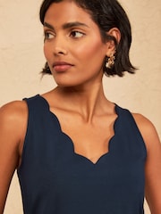 Love & Roses Navy Blue Scallop Scoop Neck Vest - Image 2 of 4