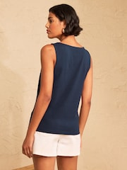 Love & Roses Navy Blue Scallop Scoop Neck Vest - Image 4 of 4