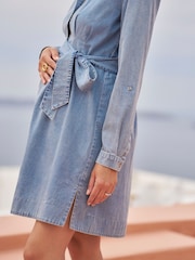 Seraphine Blue Chambray Denim Maternity & Nursing Shirt Dress - Image 3 of 12