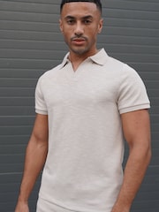 CAPO Cream Jersey Slub Cuban Polo Shirt - Image 3 of 5