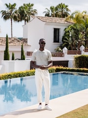 Gris - CAPO Egyptian Cotton Diamond Zip Polo Shirt - Imagen 2 de 3