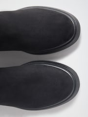 Love & Roses Black Faux Suede Scalloped Knee High Flat Rider Boots - Image 6 of 7
