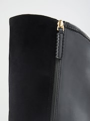Love & Roses Black Faux Suede Scalloped Knee High Flat Rider Boots - Image 7 of 7