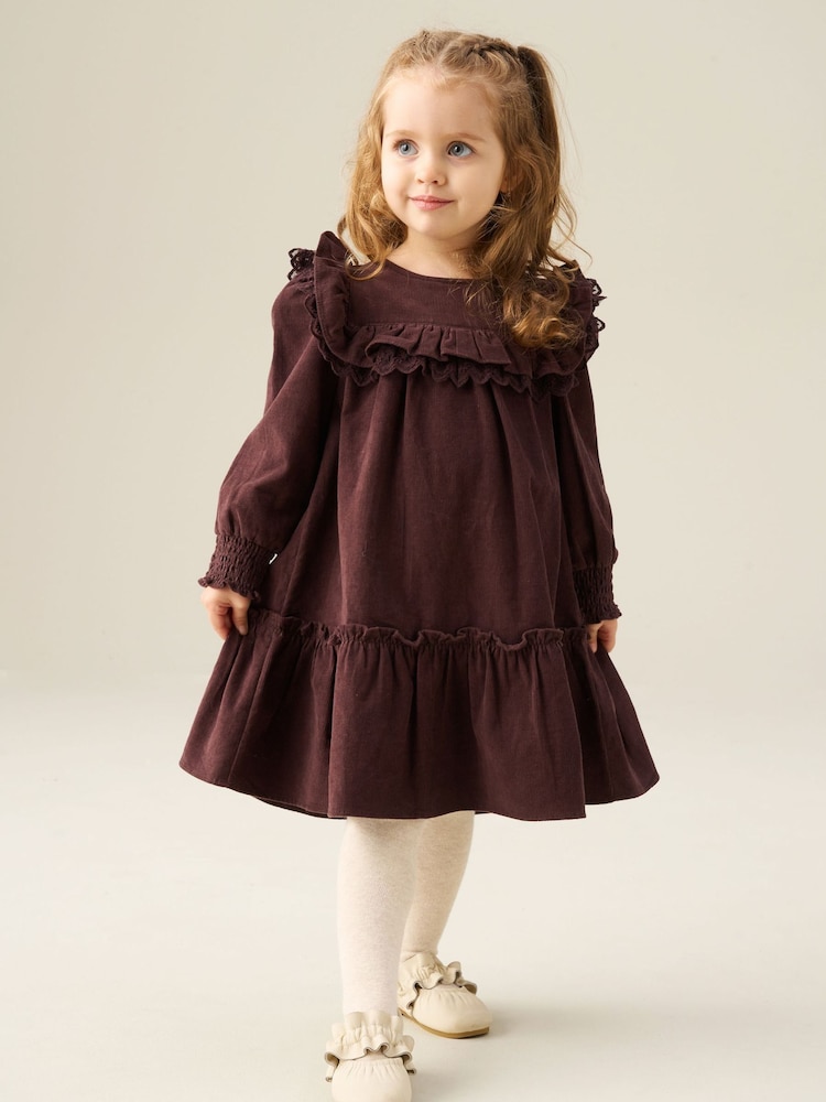 Angel & Rocket Brown Avery Cord Lace Trim Dress - Image 1 of 3 Angel & Rocket Brown Avery Cord Lace Trim Dress - Image 1 of 3