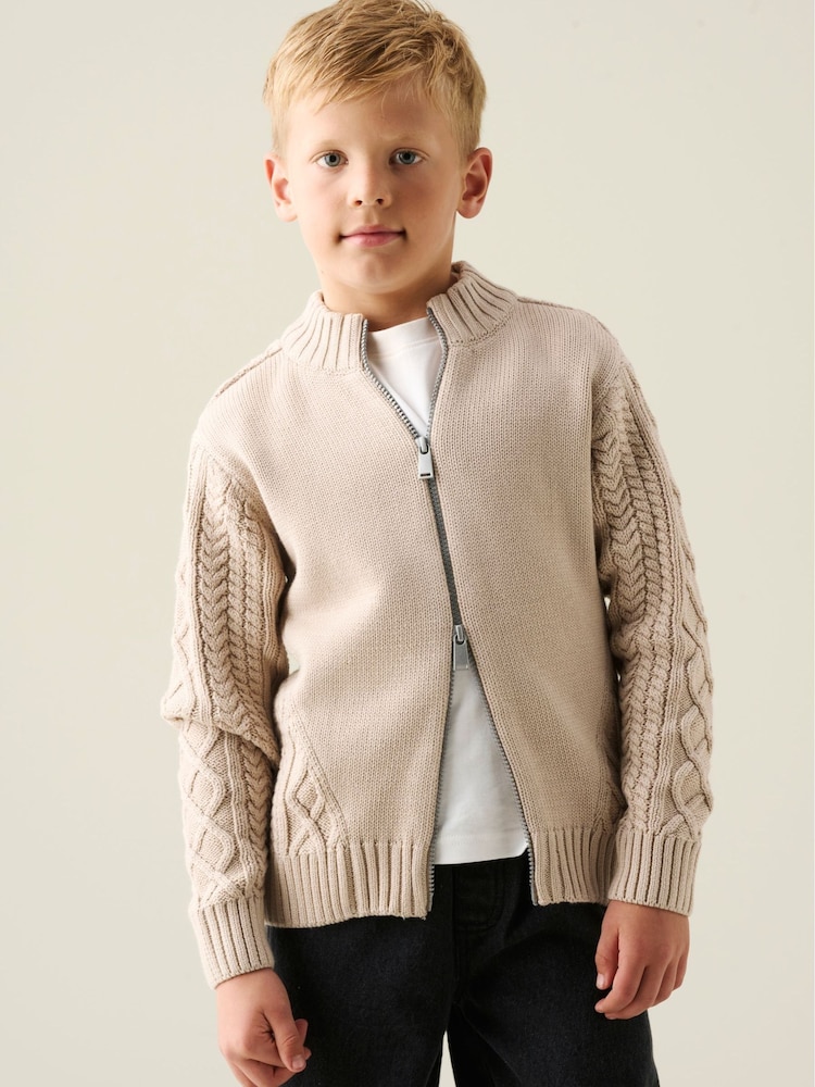 Angel & Rocket Max Zip Through Contrast Panel Knit Jumper - Bild 1 von 5