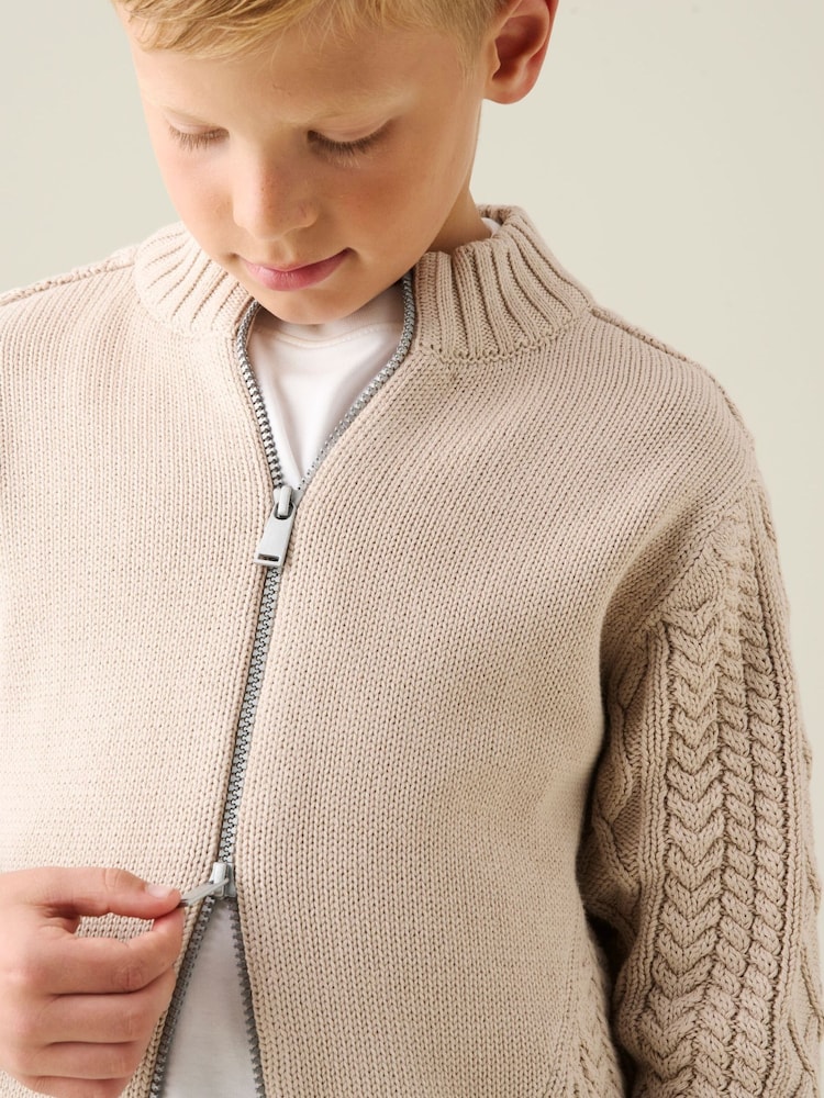 Angel & Rocket Max Zip Through Contrast Panel Knit Jumper - Bild 2 von 5