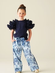 Angel & Rocket Blue Isabelle Printed Wide Leg Trousers - Image 2 of 6