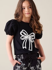 Angel & Rocket Black Aofie Bow Embellished T-Shirt - Image 2 of 7