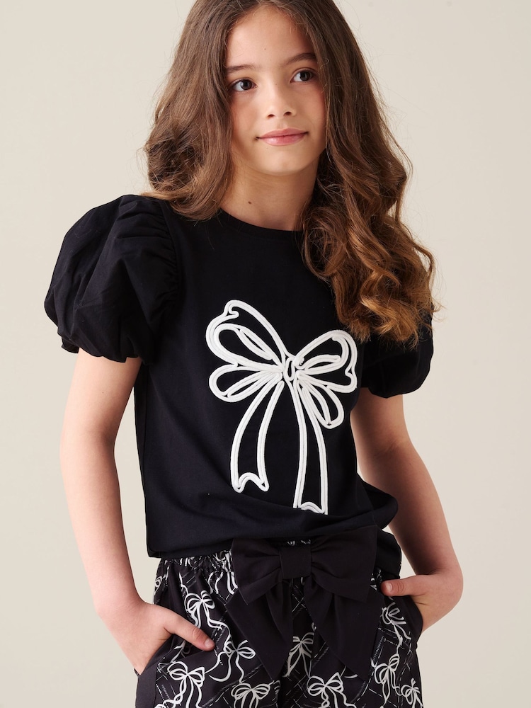 Angel & Rocket Black Aofie Bow Embellished T-Shirt - Image 2 of 7 Angel & Rocket Black Aofie Bow Embellished T-Shirt - Image 2 of 7