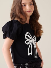 Angel & Rocket Black Aofie Bow Embellished T-Shirt - Image 4 of 7