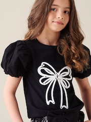 Angel & Rocket Black Aofie Bow Embellished T-Shirt - Image 5 of 7