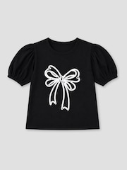 Angel & Rocket Black Aofie Bow Embellished T-Shirt - Image 6 of 7