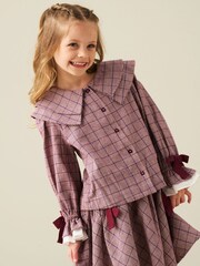 Angel & Rocket Purple Clara Double Collar Check Blouse - Image 1 of 5