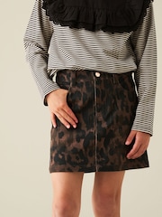 Angel & Rocket Brown Callie Leopard A Line Mini Skirt - Image 1 of 5