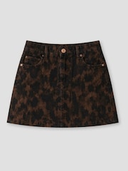 Angel & Rocket Brown Callie Leopard A Line Mini Skirt - Image 4 of 5