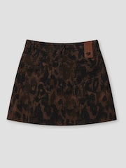 Angel & Rocket Brown Callie Leopard A Line Mini Skirt - Image 6 of 6