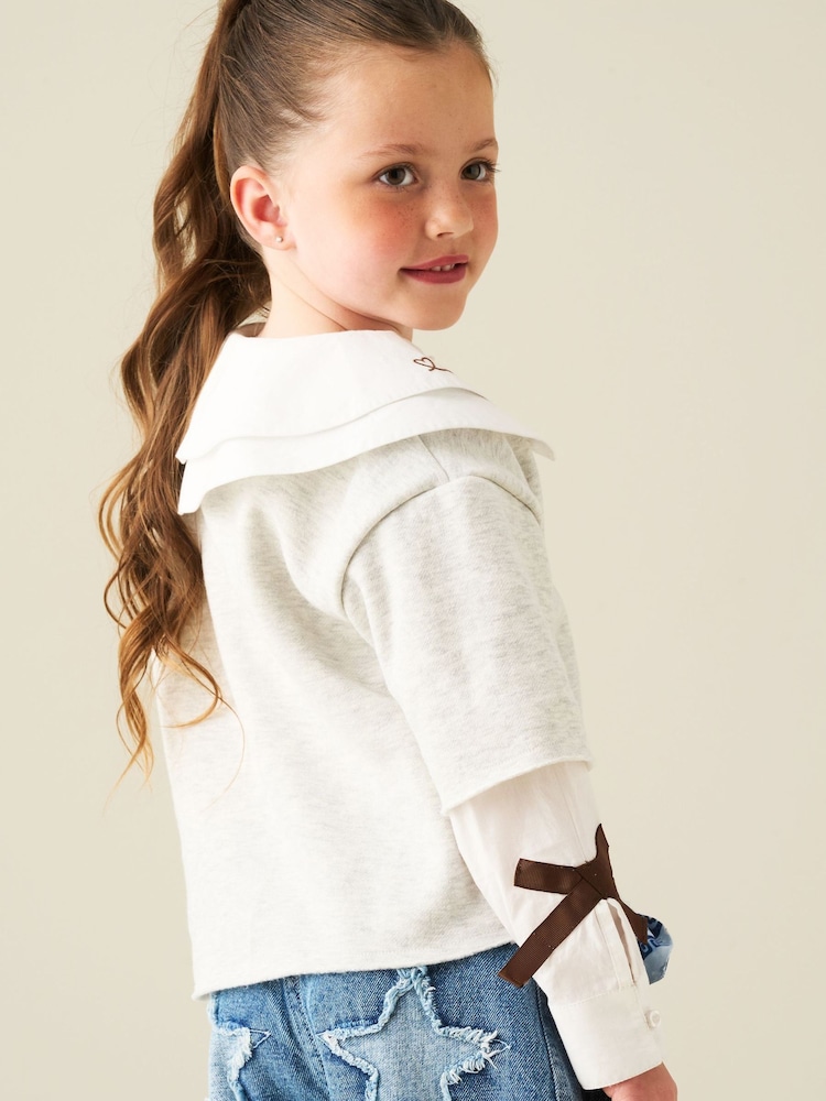Angel & Rocket Grey Haddie Mock Layered Sweat Top - Image 2 of 4 Angel & Rocket Grey Haddie Mock Layered Sweat Top - Image 2 of 4