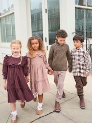 Angel & Rocket Brown Avery Cord Lace Trim Dress - Image 3 of 9