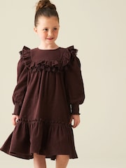 Angel & Rocket Brown Avery Cord Lace Trim Dress - Image 4 of 9