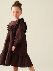 Angel & Rocket Brown Avery Cord Lace Trim Dress - Image 6 of 9