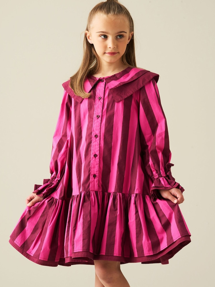 Angel & Rocket Pink Frankie Stripe Double Collar Dress - Image 1 of 6 Angel & Rocket Pink Frankie Stripe Double Collar Dress - Image 1 of 6