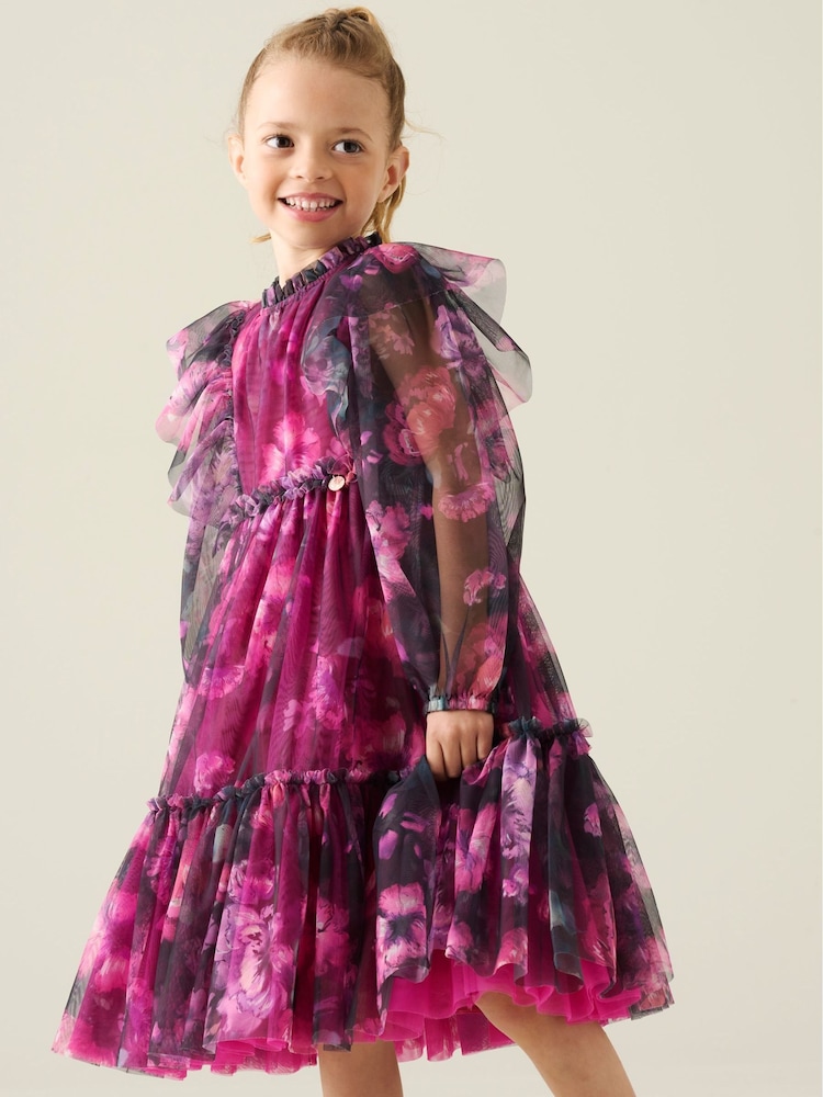 Angel & Rocket Purple Estella Tiered Mesh Dress - Image 1 of 6 Angel & Rocket Purple Estella Tiered Mesh Dress - Image 1 of 6