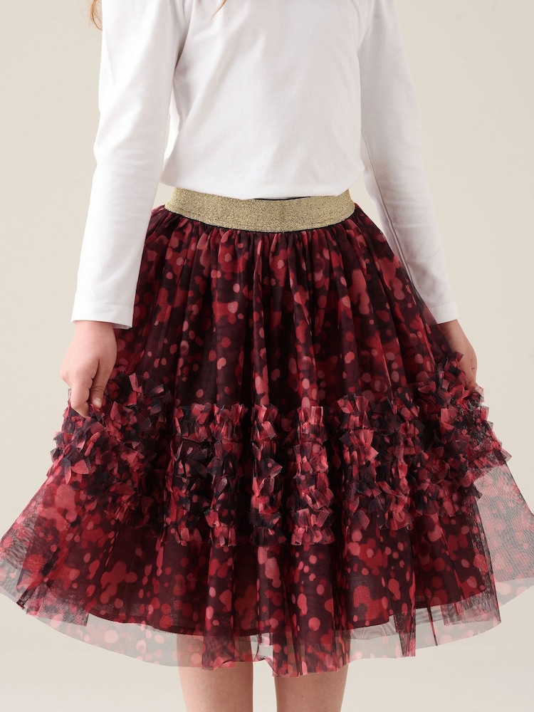 Angel & Rocket Red Isabelle Mesh Print Skirt - Image 1 of 6 Angel & Rocket Red Isabelle Mesh Print Skirt - Image 1 of 6