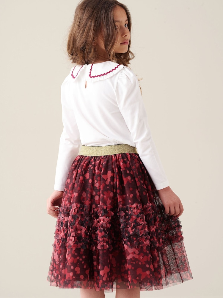 Angel & Rocket Red Isabelle Mesh Print Skirt - Image 2 of 6 Angel & Rocket Red Isabelle Mesh Print Skirt - Image 2 of 6