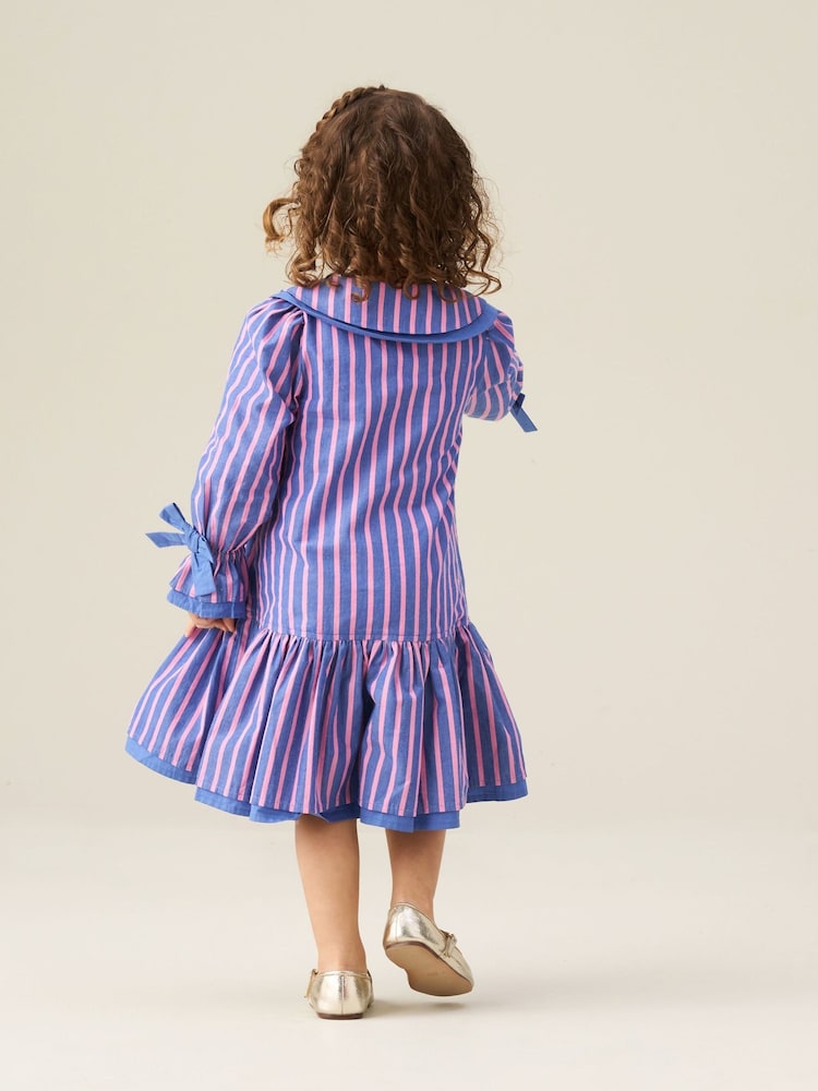 Angel & Rocket Blue Frankie Stripe Double Collar Dress - Image 2 of 5 Angel & Rocket Blue Frankie Stripe Double Collar Dress - Image 2 of 5