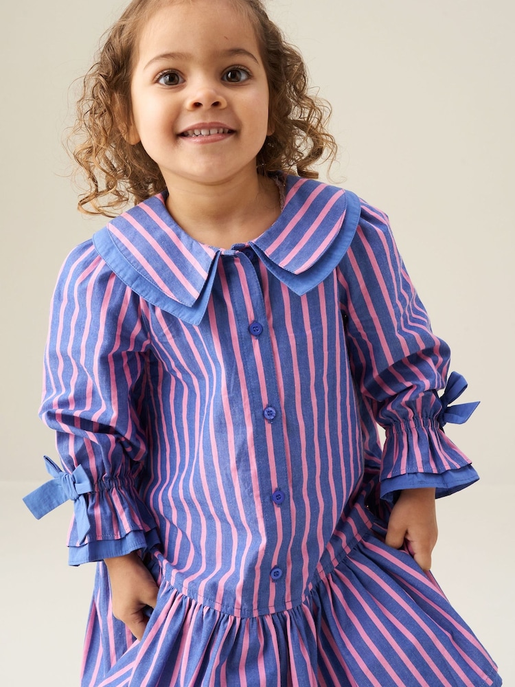 Angel & Rocket Blue Frankie Stripe Double Collar Dress - Image 5 of 5 Angel & Rocket Blue Frankie Stripe Double Collar Dress - Image 5 of 5