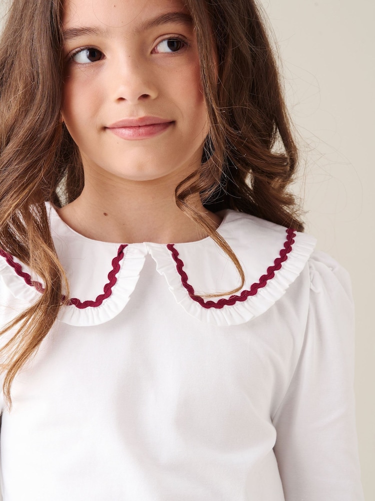 Angel & Rocket White Trinity Woven Collar Long Sleeve Top - Image 2 of 5 Angel & Rocket White Trinity Woven Collar Long Sleeve Top - Image 2 of 5