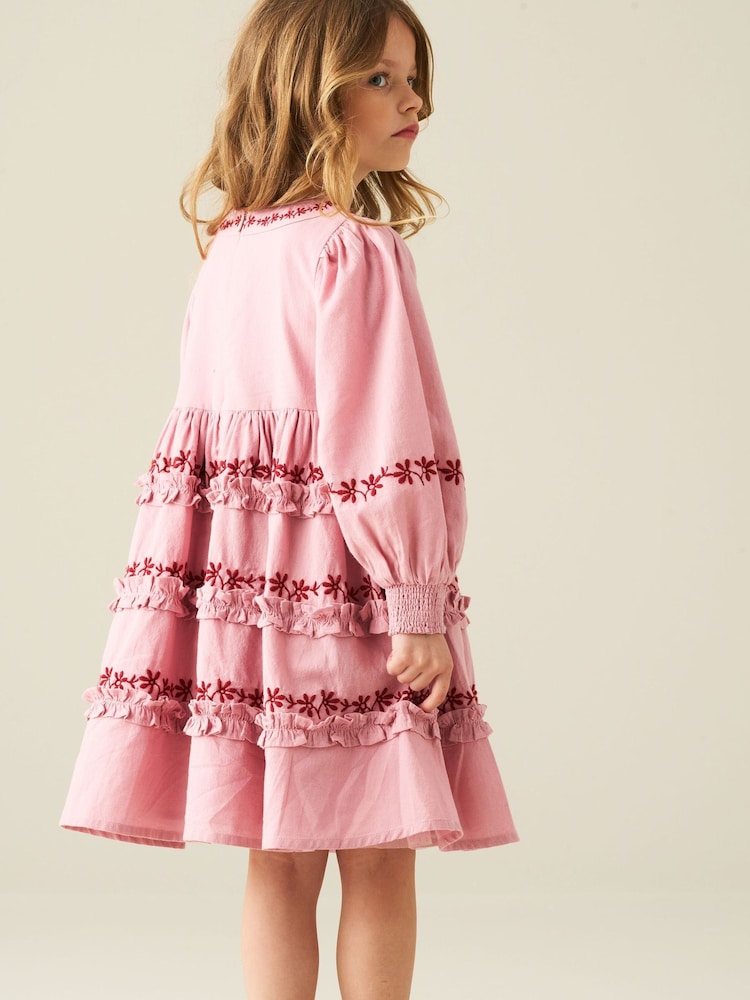 Angel & Rocket Pink Reyna Embroidered Dress - Image 2 of 6 Angel & Rocket Pink Reyna Embroidered Dress - Image 2 of 6