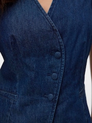 VERO MODA Blue Sleeveless Denim Waistcoat - Image 2 of 4